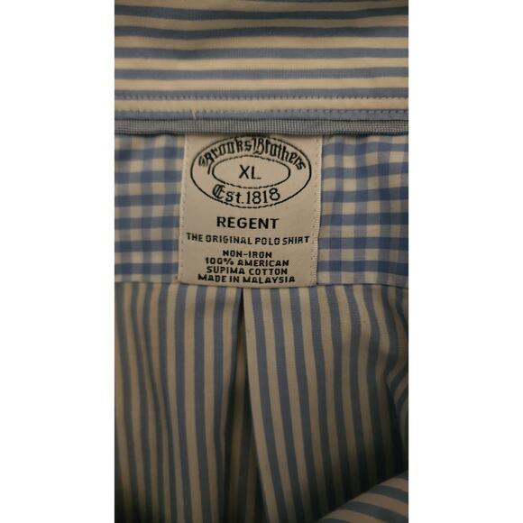 Brooks Brothers Regent Long Sleeve Button-down Dress Shirt Size XL Striped Blue - Picture 3 of 5